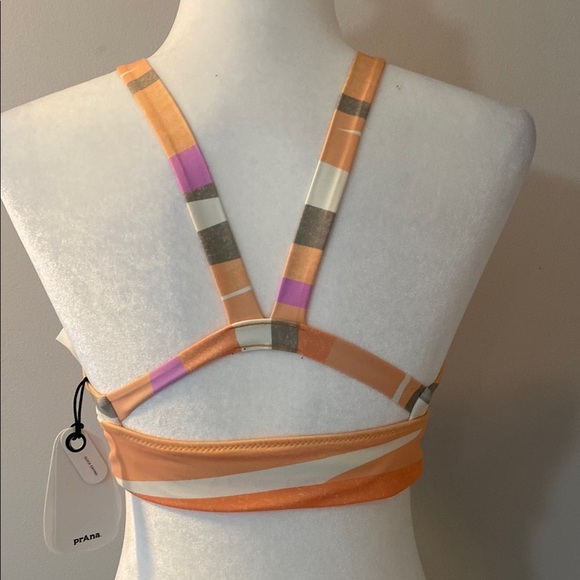 Prana colorful high neck quick drying swim top w/ removable cups size X Large - Picture 2 of 5